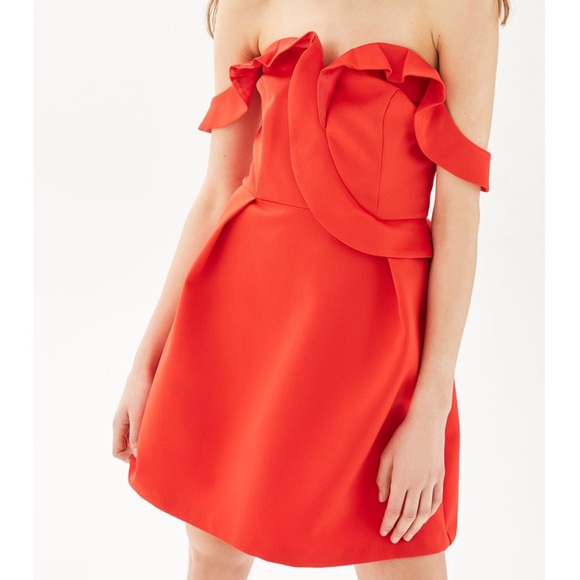 topshop ruffle bardot mini dress